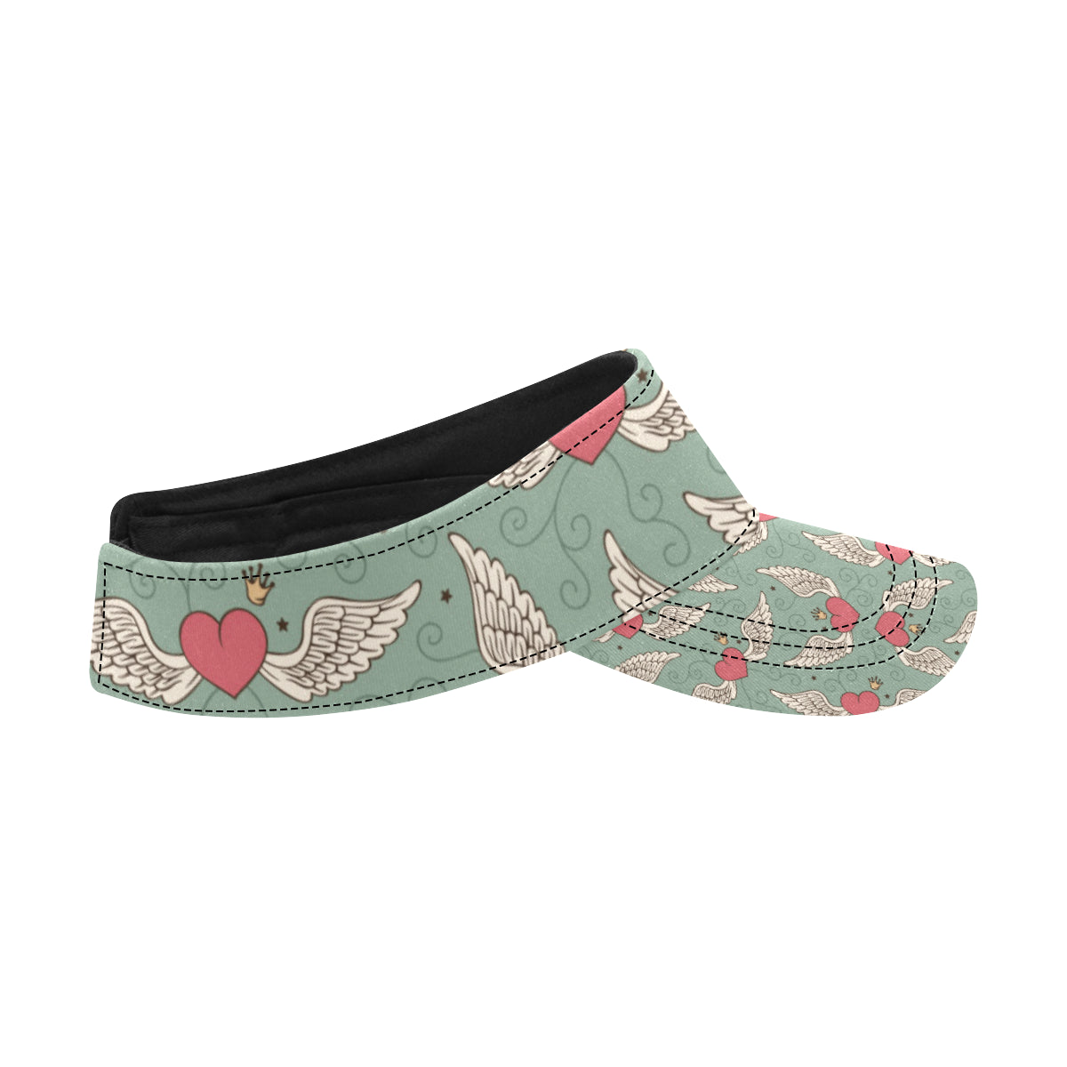 Angel Wings Heart Design Themed Print Unisex Sun Visor