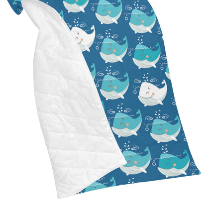 Blue Whale Pattern Print Design 01 Premium Quilt