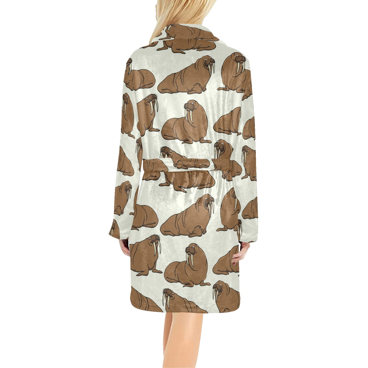 Walrus Pattern Print Design 03 Women's Fleece Robe