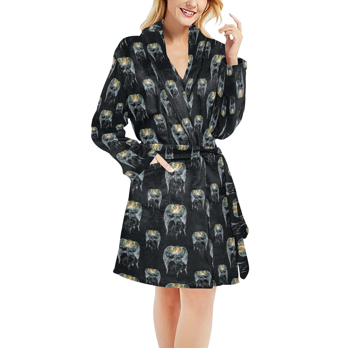 Angel with Wings Cute Design Print Women's Fleece Robe