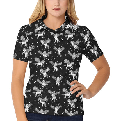 Pegasus Pattern Print Design 01 Women's Polo Shirt