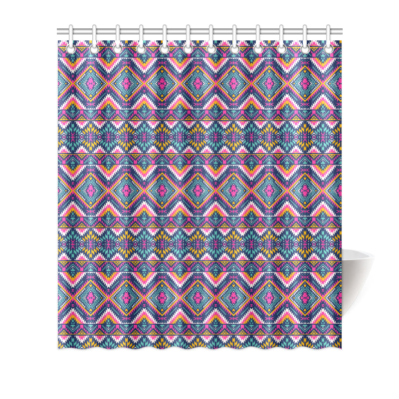 Indian Navajo Pink Themed Design Print Shower Curtain