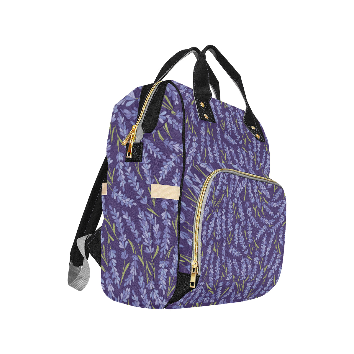 Lavender Pattern Print Design 03 Diaper Bag Backpack