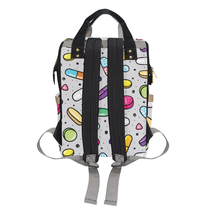 Pill Pattern Print Design A04 Diaper Bag Backpack