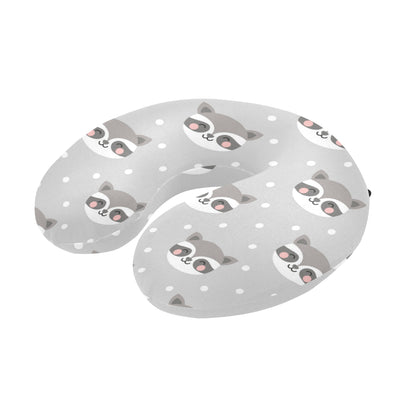 Raccoon Pattern Print Design A04 U-Shaped Travel Neck Pillow