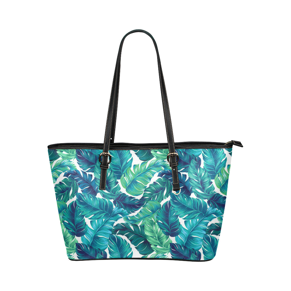 Brightness Tropical Palm Leaves Leather Tote Bag