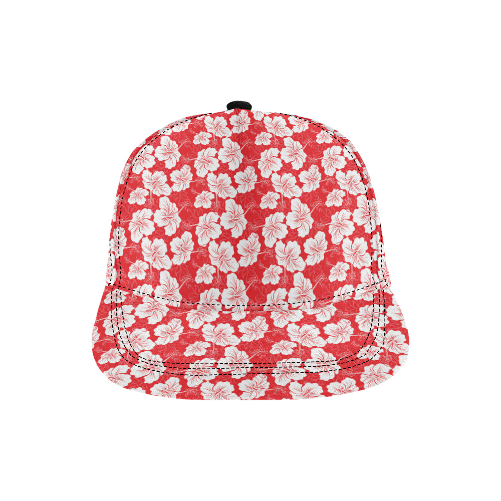 Flower Hawaiian Hibiscus Red Background Print Snapback Cap