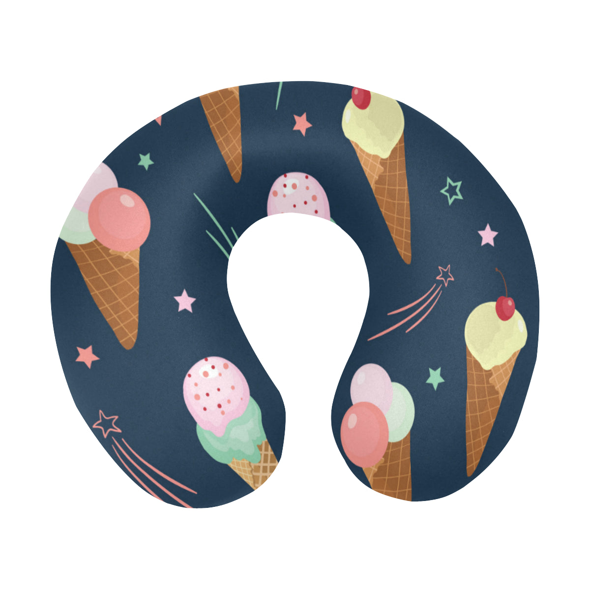 Ice Cream Pattern Print Design 04 U-Shaped Travel Neck Pillow