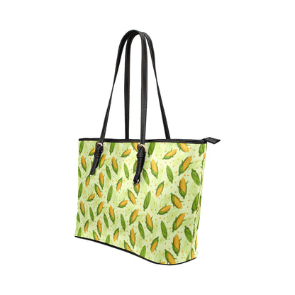 Agricultural Fresh Corn cob Print Pattern Leather Tote Bag