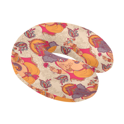 Ganesha Indian Pattern Print Design 02 U-Shaped Travel Neck Pillow