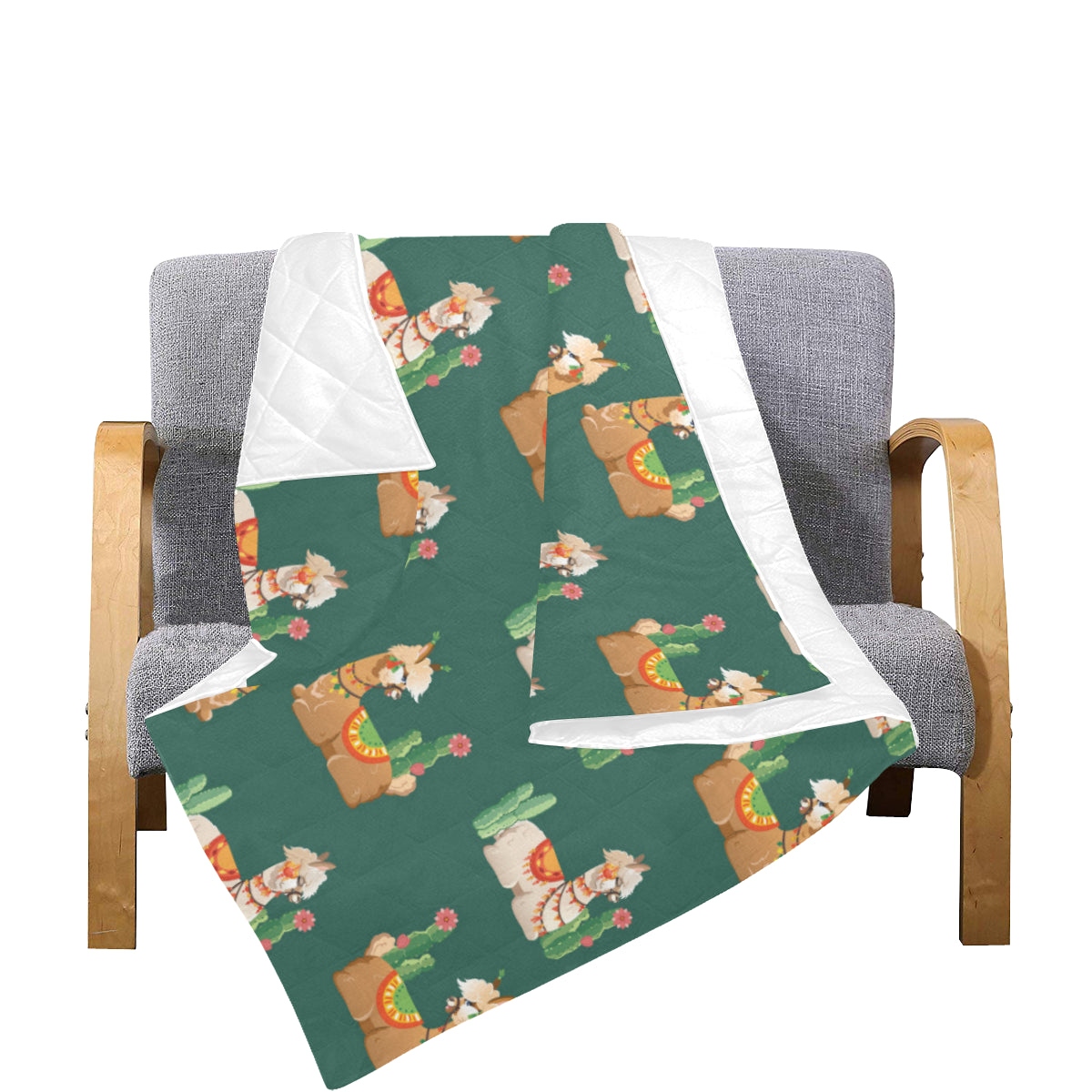Llama Cactus Pattern Print Design 07 Premium Quilt
