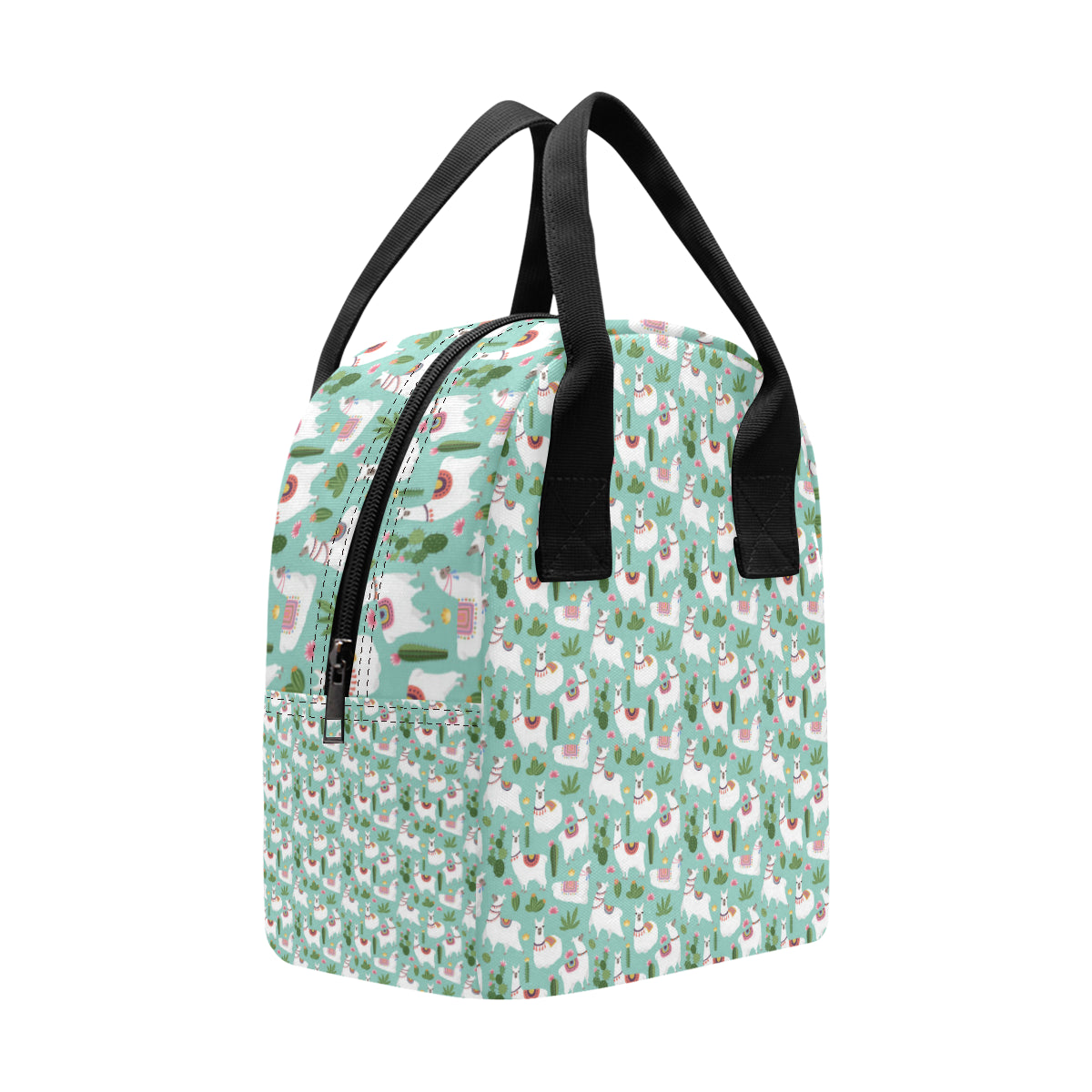 Llama with Cactus Themed Print Insulated Lunch Bag