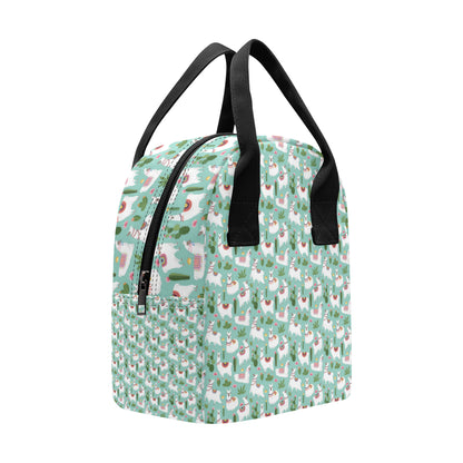 Llama with Cactus Themed Print Insulated Lunch Bag