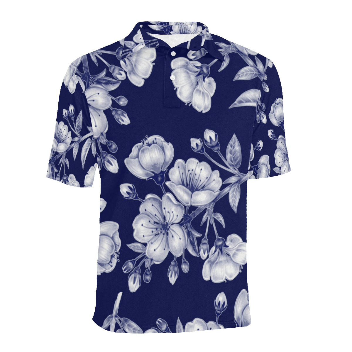 Cherry Blossom Pattern Print Design CB01 Men Polo Shirt
