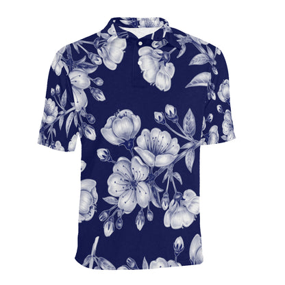 Cherry Blossom Pattern Print Design CB01 Men Polo Shirt
