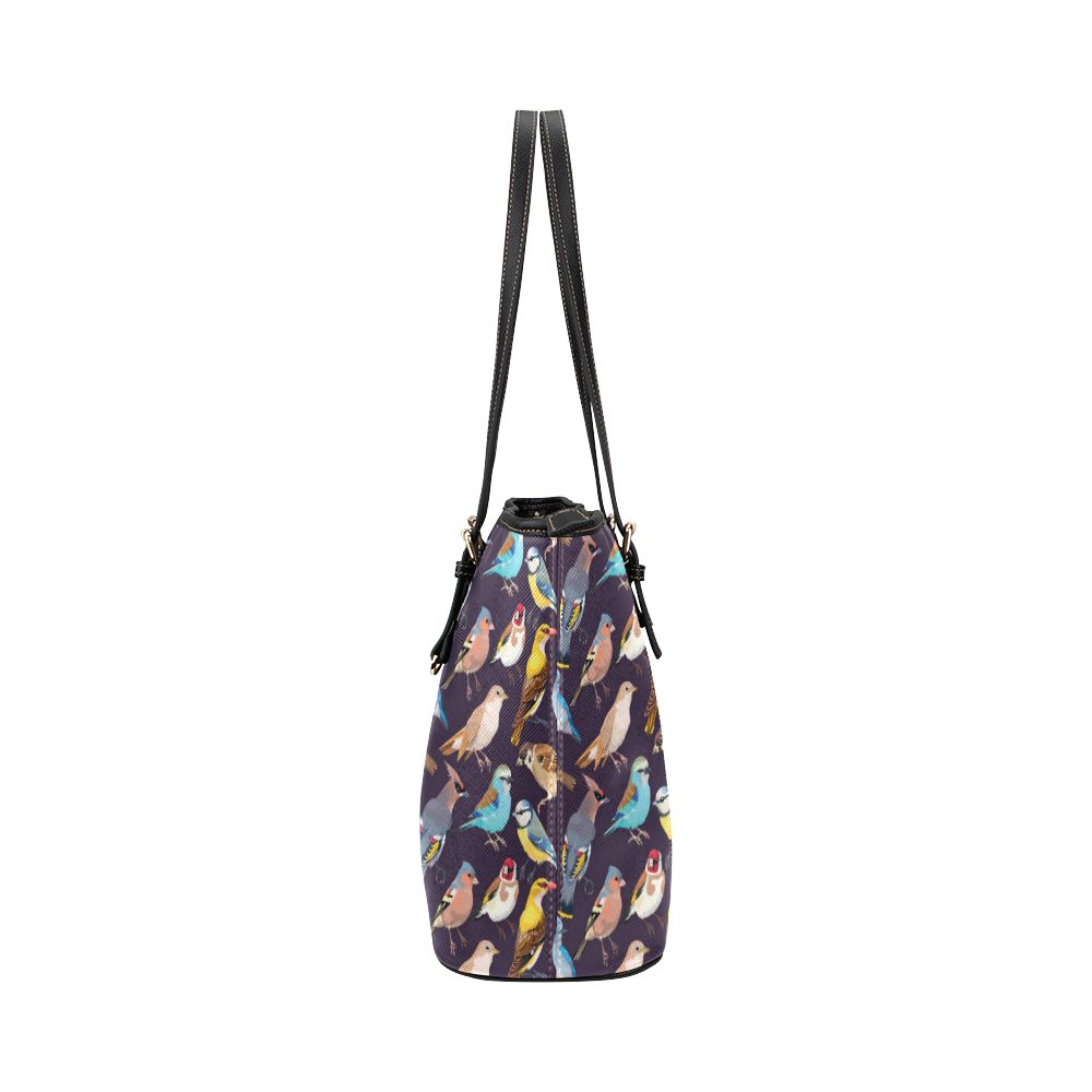Bird Cute Print Pattern Leather Tote Bag