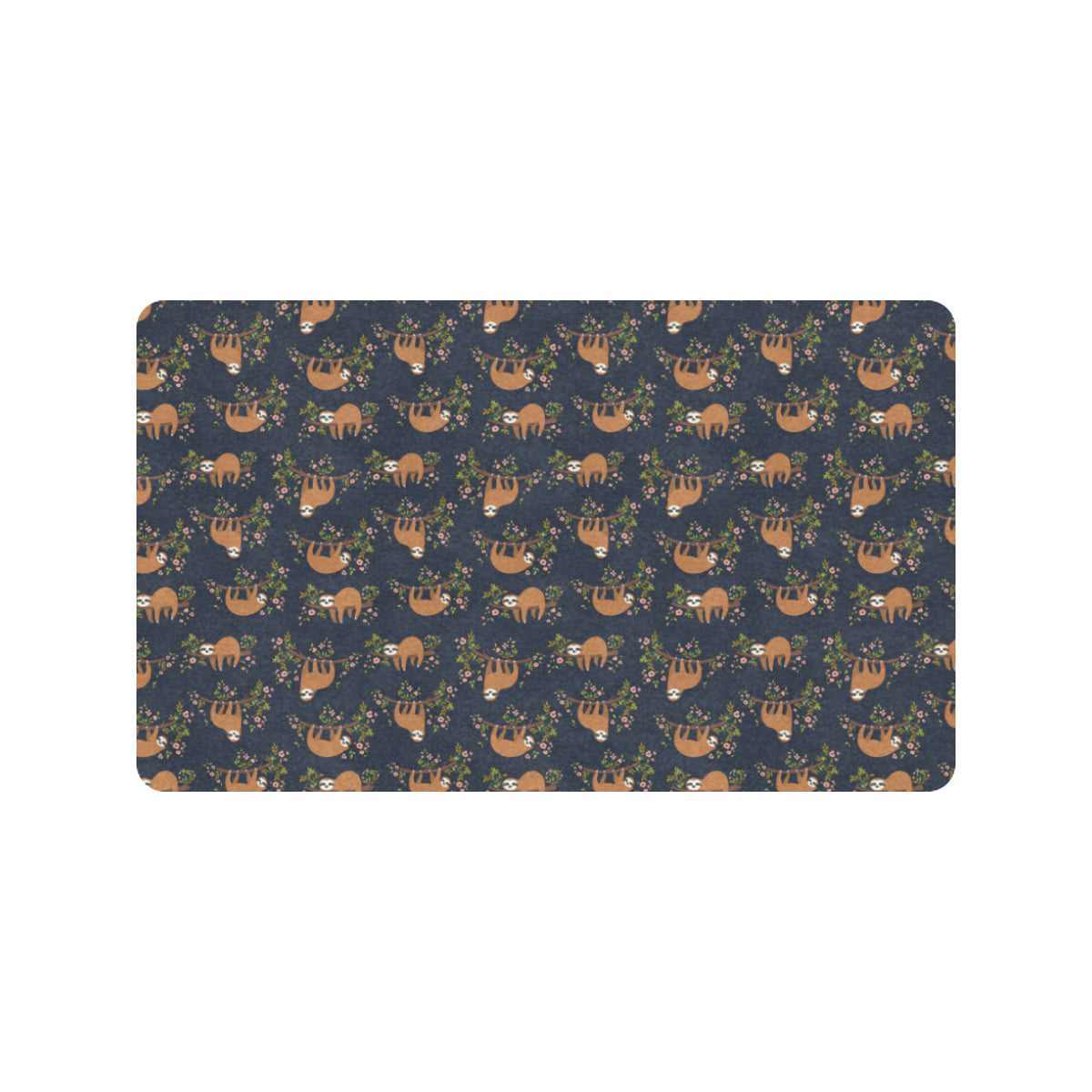 Sloth flower Design Themed Print Rubber Doormat