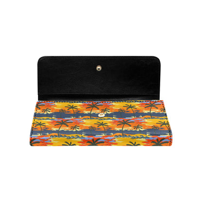 Palm Tree Pattern Print Design PT010 Women's Trifold Wallet