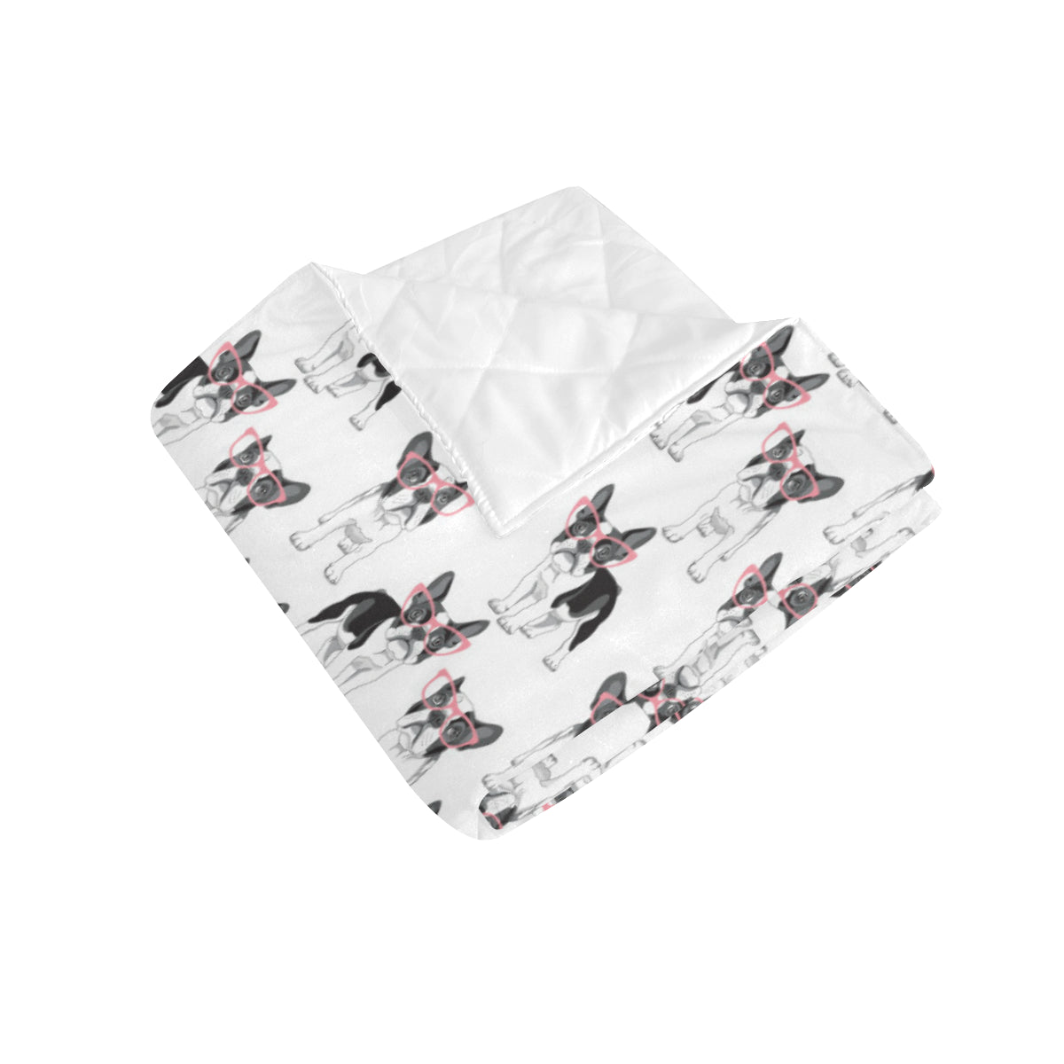 Boston Terrier Pattern Print Design 03 Premium Quilt