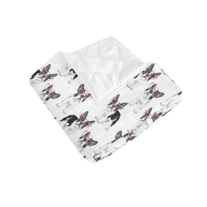 Boston Terrier Pattern Print Design 03 Premium Quilt