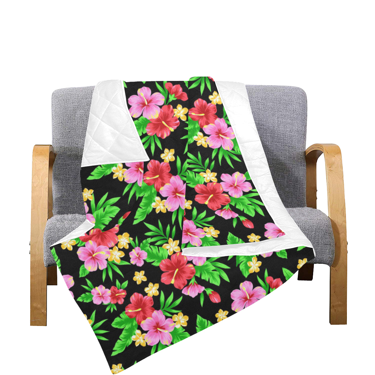 Pink Red Hibiscus Pattern Print Design HB023 Premium Quilt