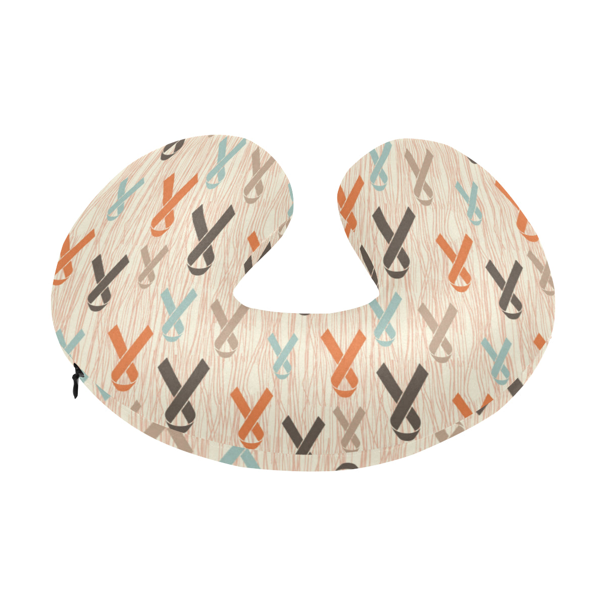 Cancer Awareness Pattern Print Design 01 U-Shaped Travel Neck Pillow