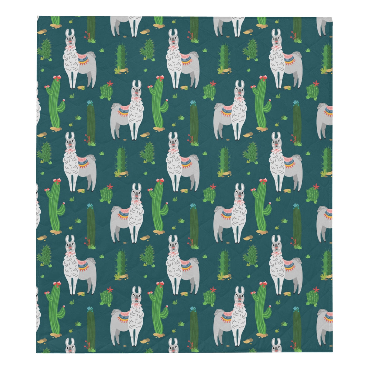 Llama Cactus Pattern Print Design 013 Premium Quilt