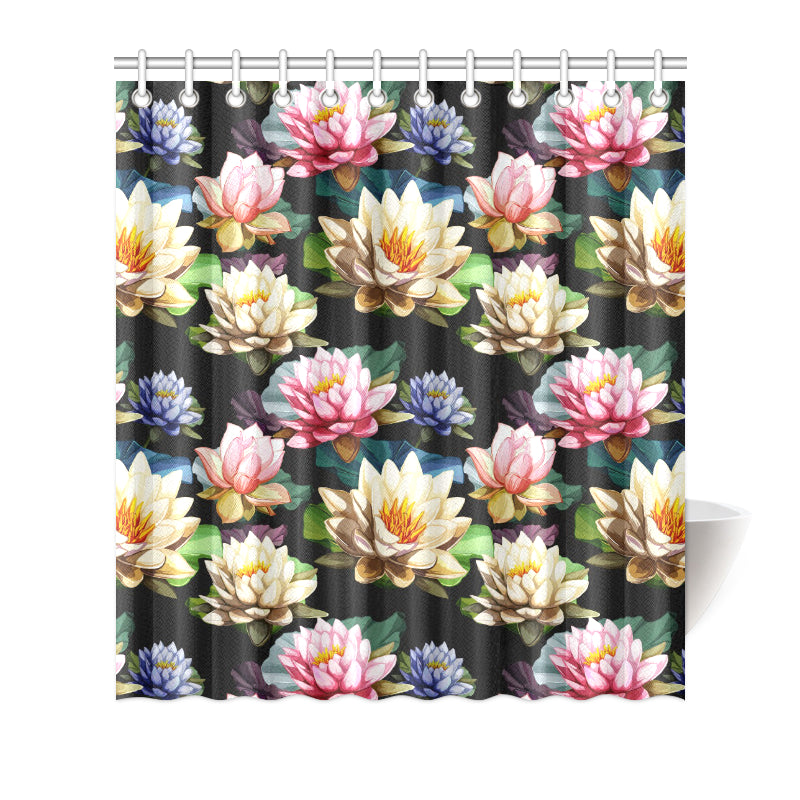 Water Lily Pattern Print Design WL02 Shower Curtain