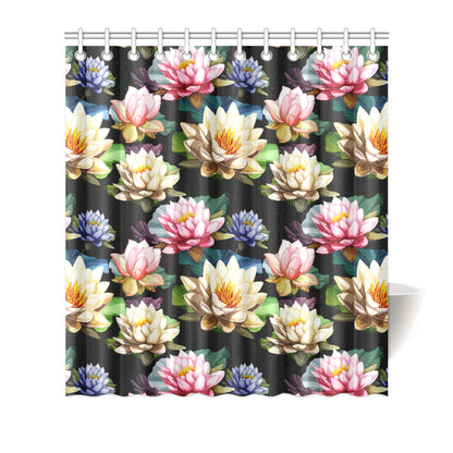 Water Lily Pattern Print Design WL02 Shower Curtain