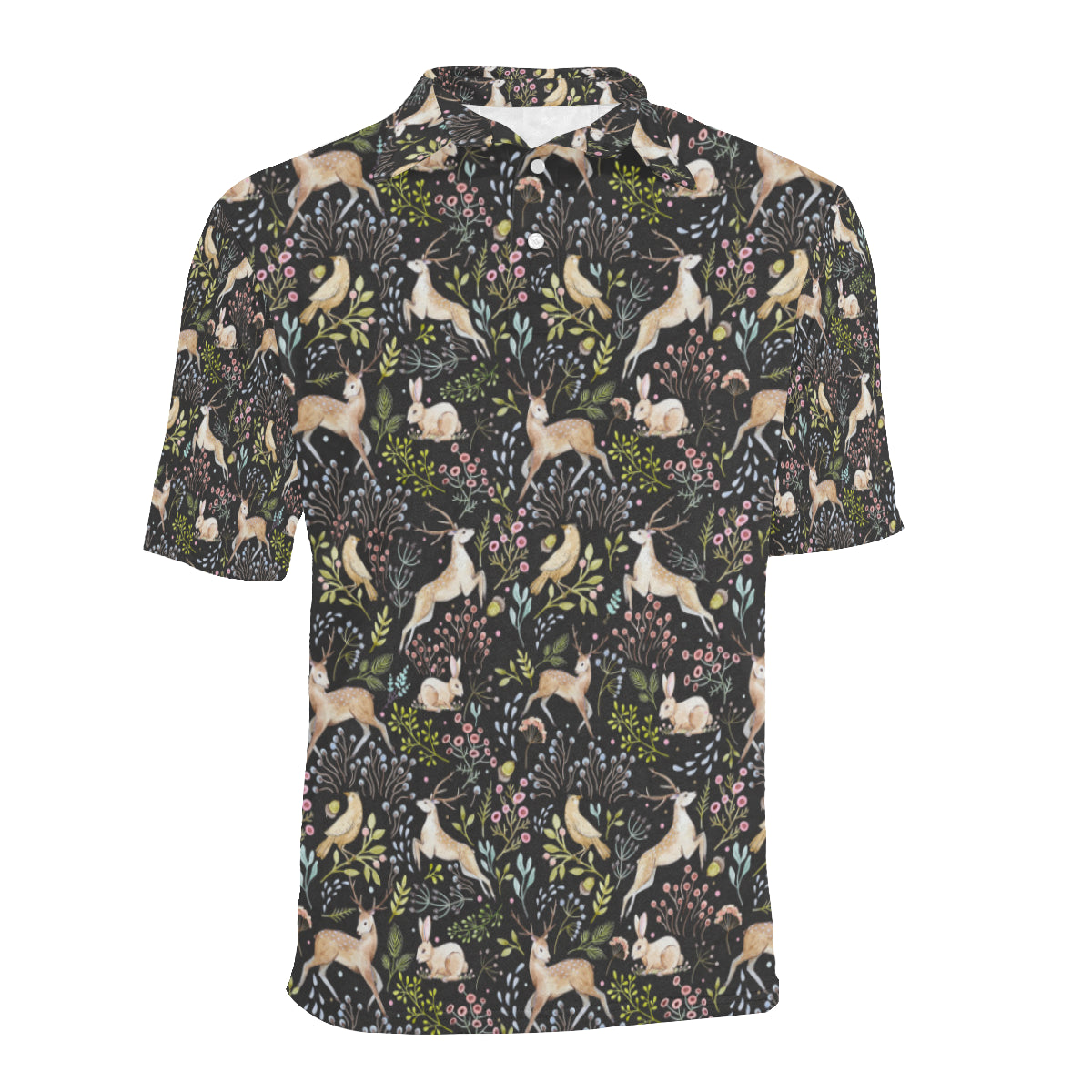 Deer Floral Jungle Men Polo Shirt