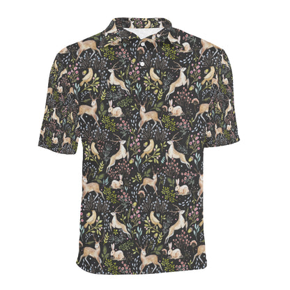 Deer Floral Jungle Men Polo Shirt