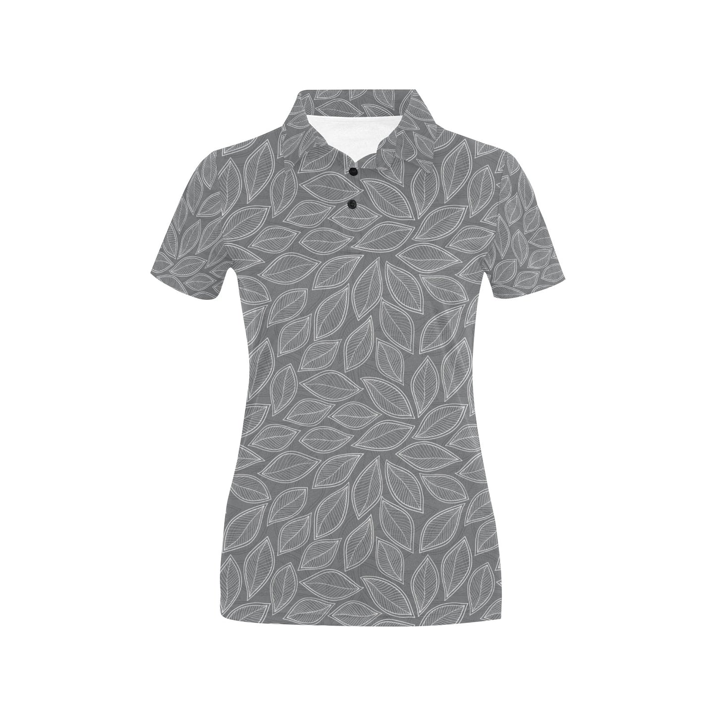 Elm Leave Grey Print Pattern Women's Polo Shirt