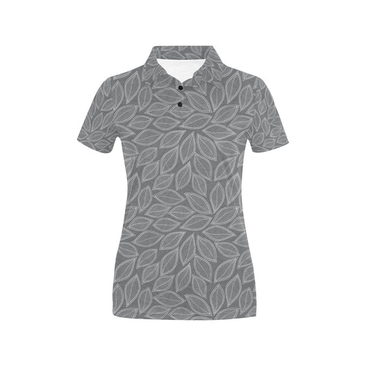 Elm Leave Grey Print Pattern Women's Polo Shirt