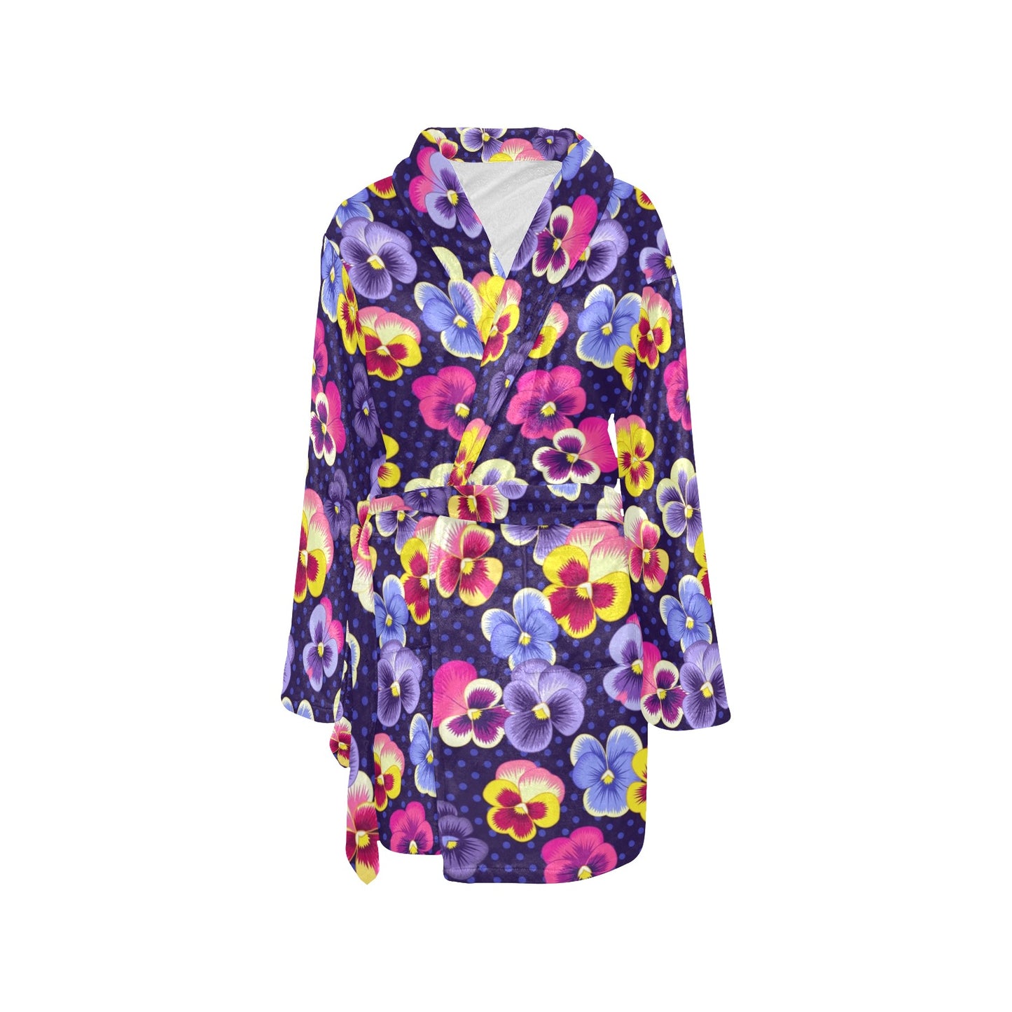 Pansy Pattern Print Design PS04 Women's Fleece Robe