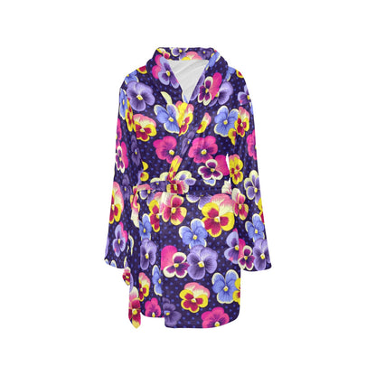 Pansy Pattern Print Design PS04 Women's Fleece Robe