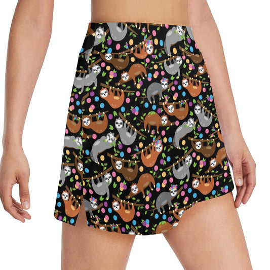 Sloth Print Design LKS306 17" Golf & Pickleball Skort with Pockets