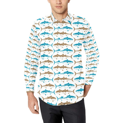 Tuna Fish Print Design LKS301 Men's Long Sleeve Dress Shirt