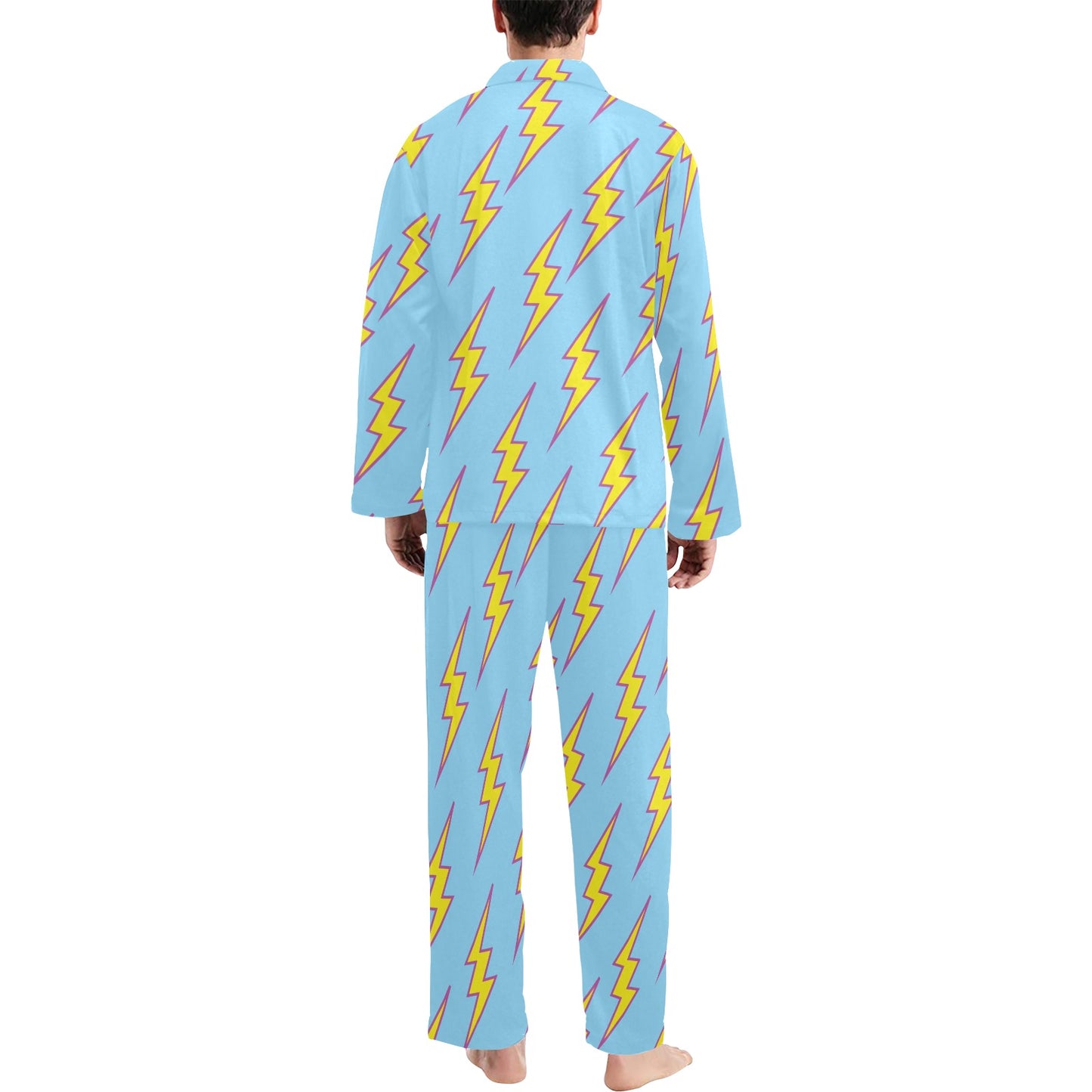 Lightning Thunder Pattern Print Design 02 Men's Long Pajama Set