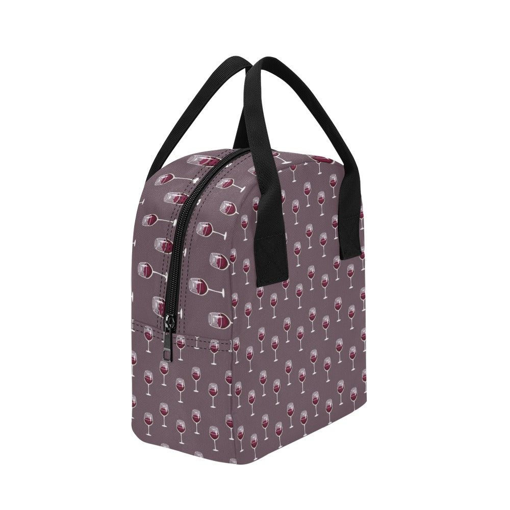 Wine Glass Pattern Print Design LKS305 Insulated Lunch Bag