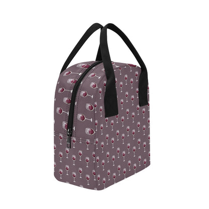 Wine Glass Pattern Print Design LKS305 Insulated Lunch Bag