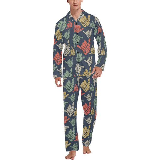 Surf Hand sign Men's Long Pajama Set