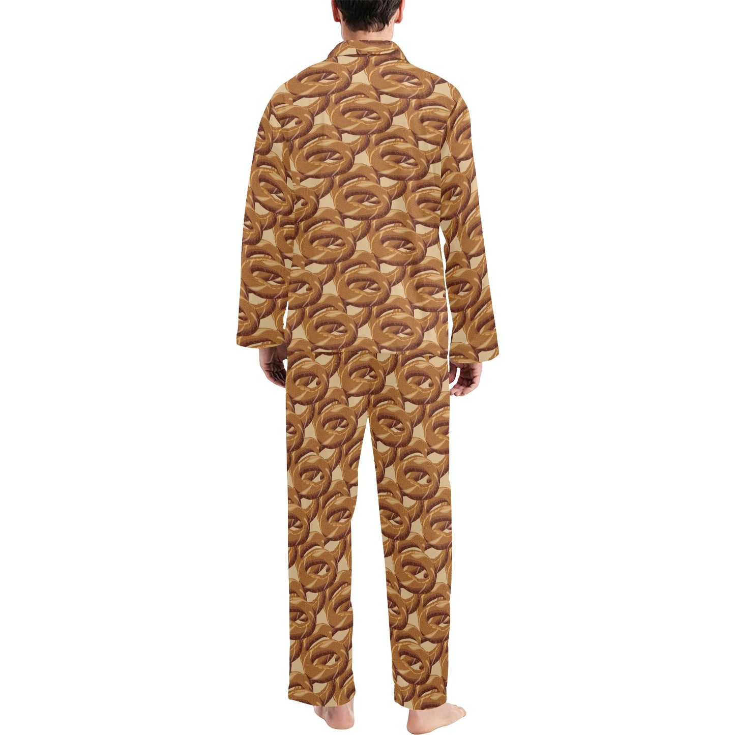 Bagel Pattern Print Design 02 Men's Long Pajama Set