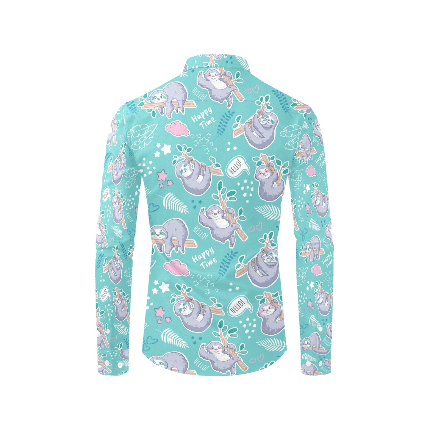 Sloth Print Design LKS309 Men's Long Sleeve Dress Shirt