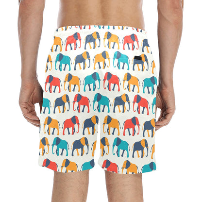 Elephant Colorful Print Pattern Men's Swim Trunks Beach Shorts