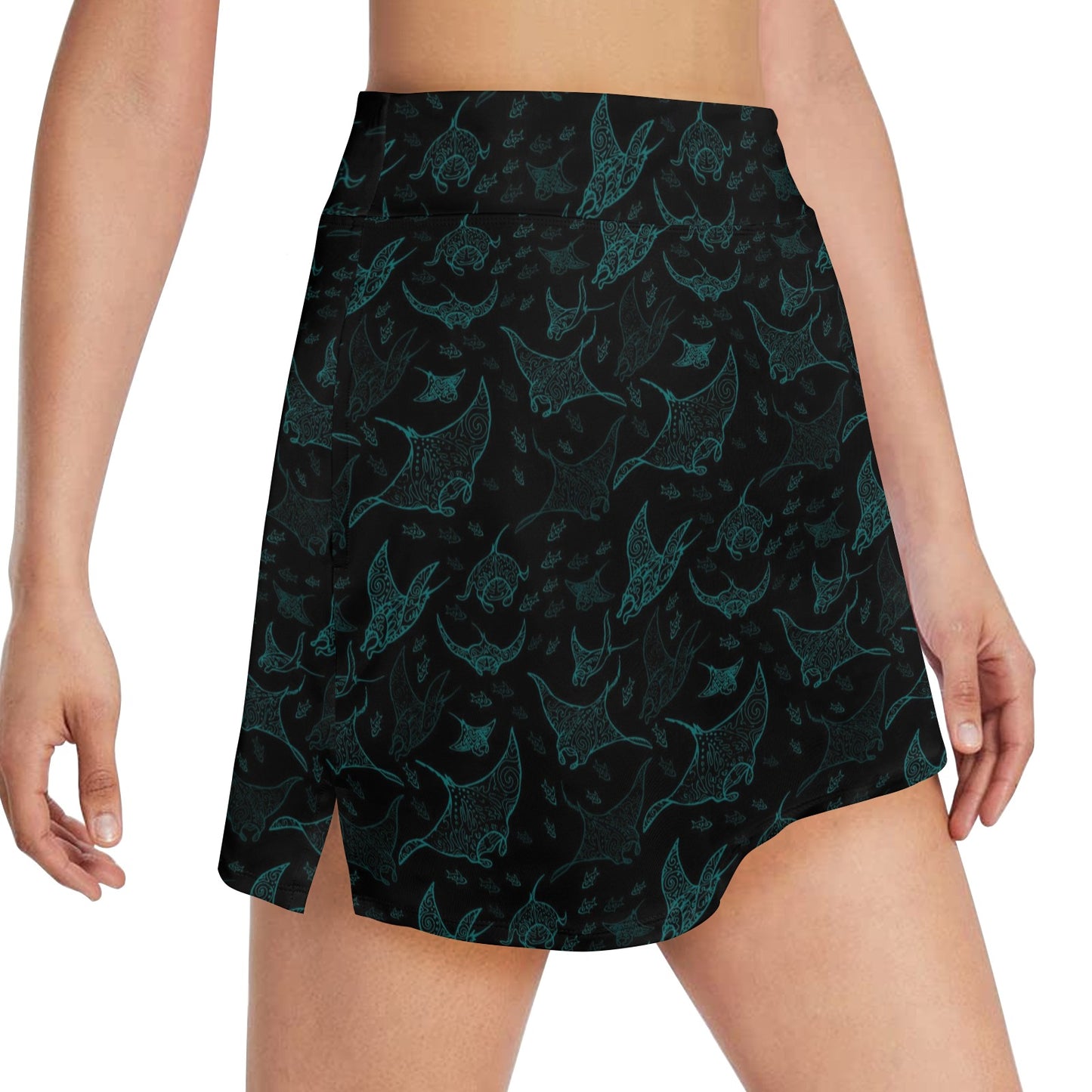 Manta Ray Print Design LKS402 17" Golf & Pickleball Skort with Pockets