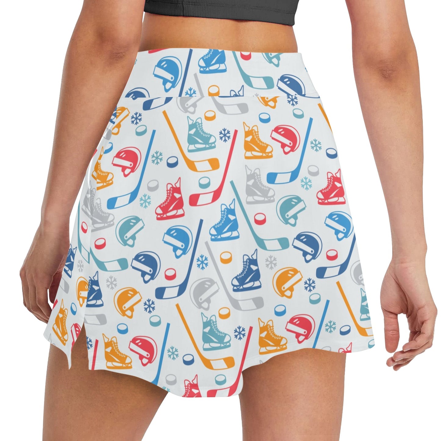 Hockey Equipment Print Design LKS301 17" Golf & Pickleball Skort with Pockets