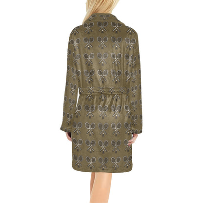 Badminton Pattern Print Design 07 Women's Fleece Robe