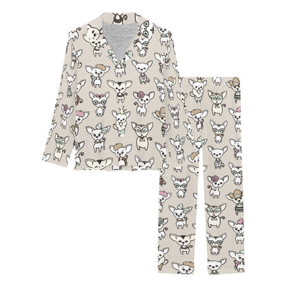 Chihuahua Pattern Print Design 02 Women's Long Pajama Set