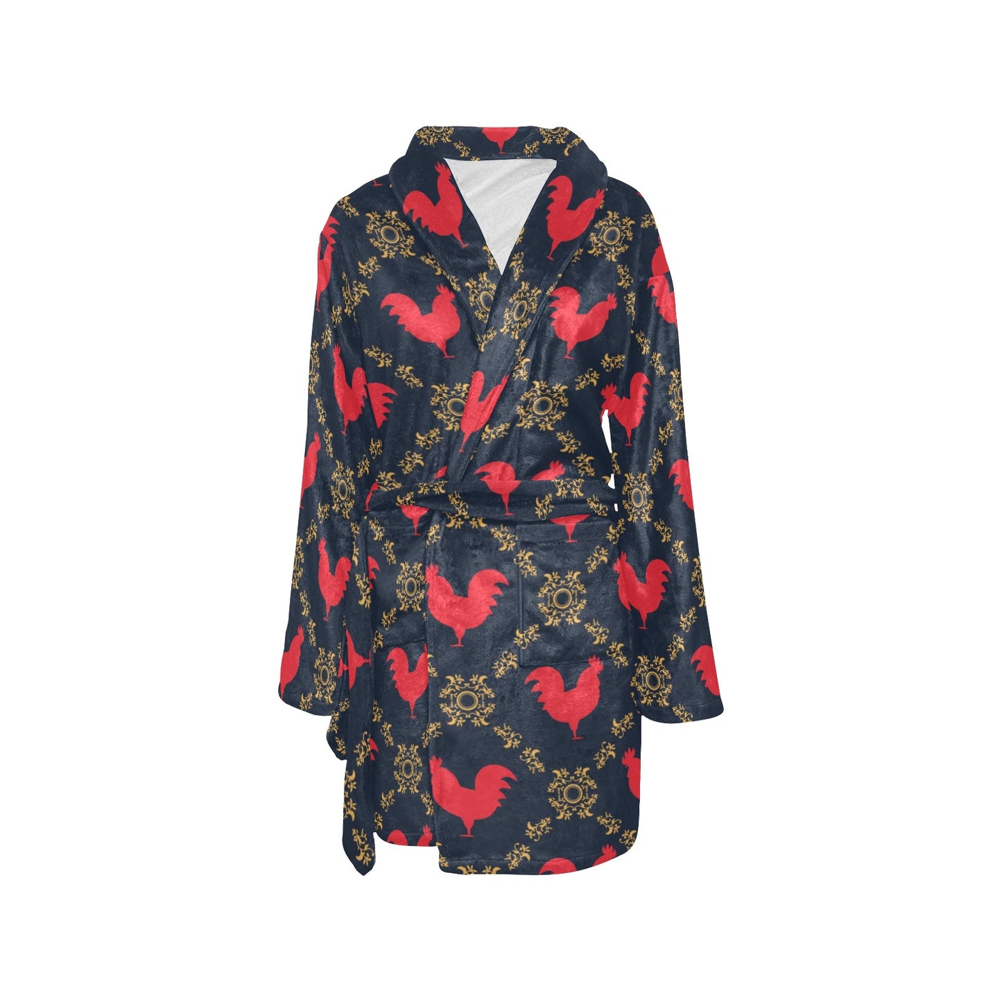 Rooster Pattern Print Design A02 Women's Fleece Robe