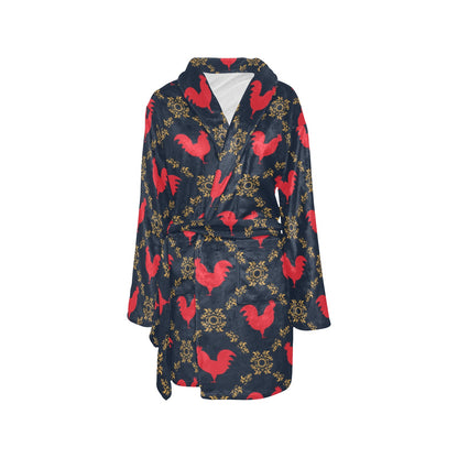 Rooster Pattern Print Design A02 Women's Fleece Robe